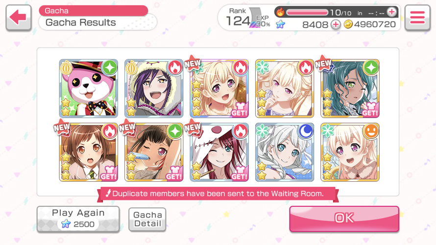 AHHH! 6 three stars and 1 four stars!!!!!!! The Chisato with Kanon!!!!! And two Chisato three...