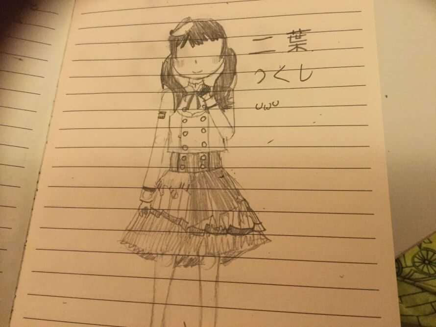 Drew Tsukushi in her costume for luck  i dont like drawing eyes 