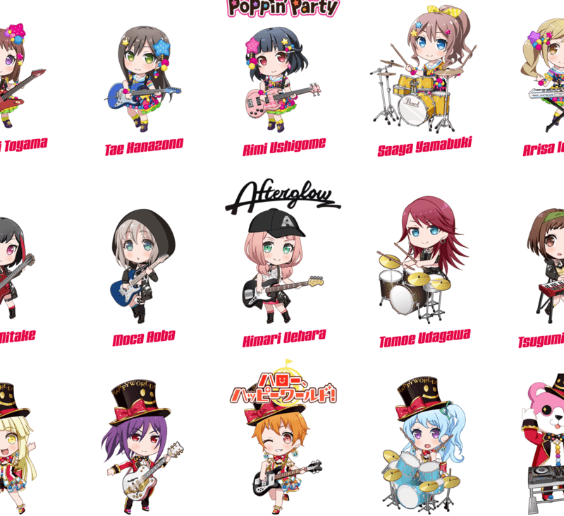 Members list | Bandori Party - BanG Dream! Girls Band Party