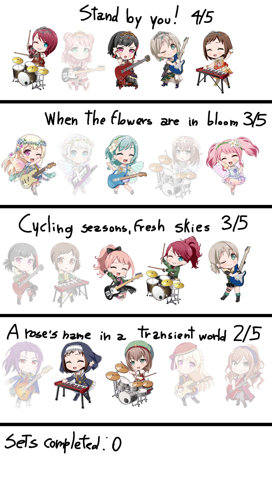     Edit of 28/08/20: updating this everytime I get a card of the sets mentioned or have another set...