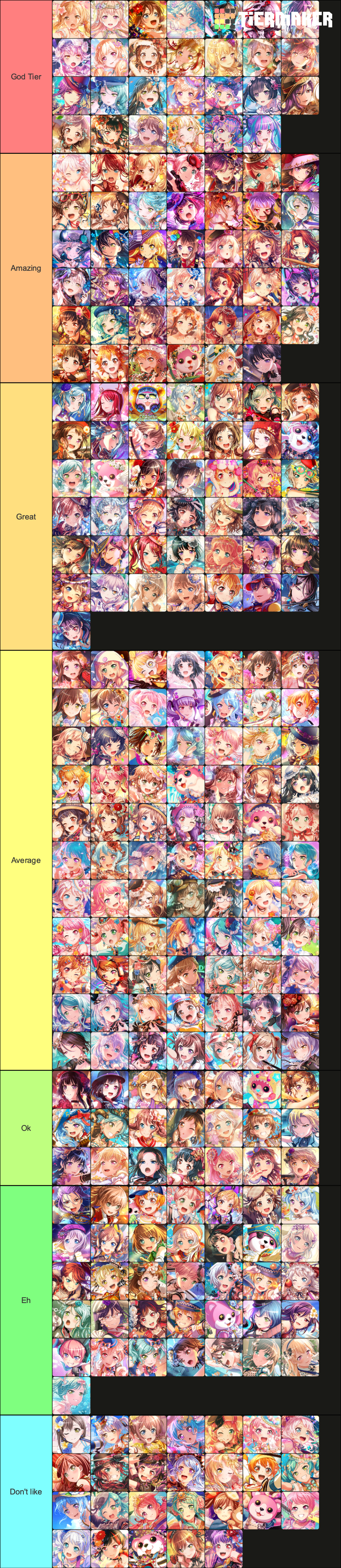 Here's my tier list of cards! No hate towards the creators. 