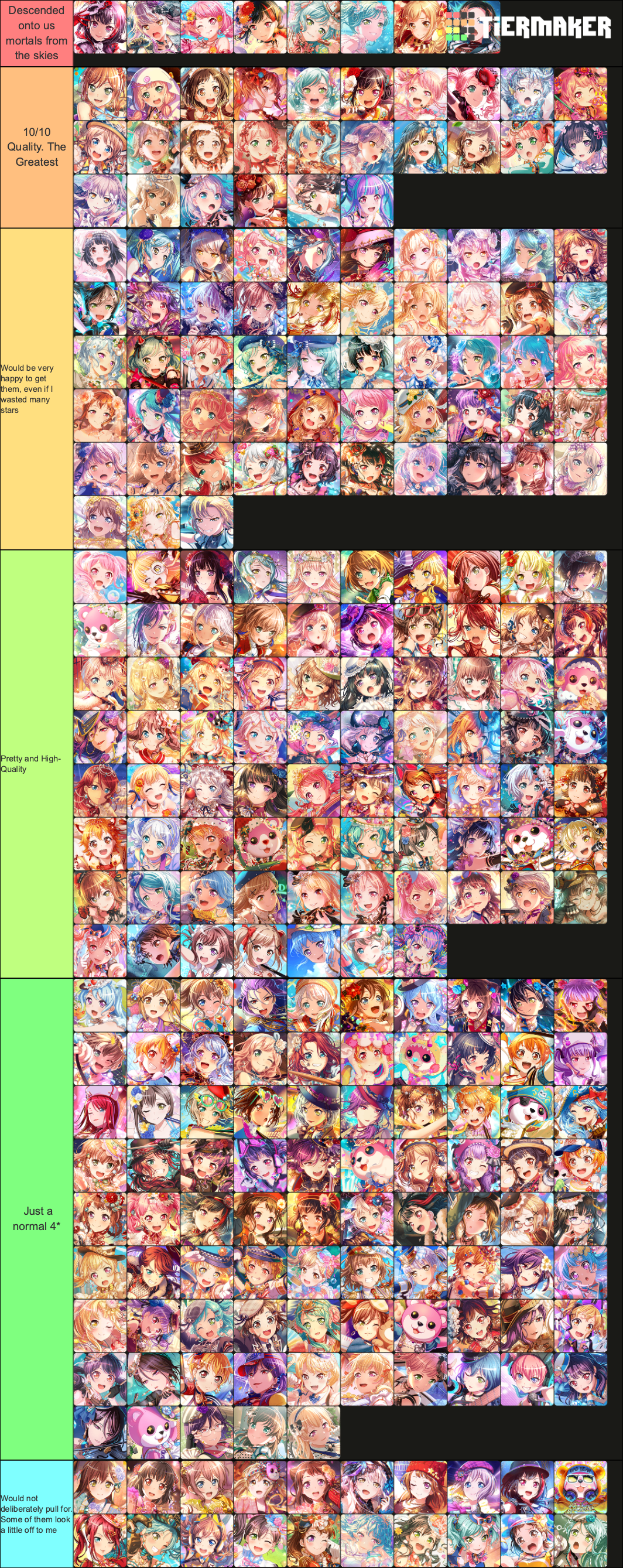 God These Take Forever To Make Anyways Ig This Is The Bandwagon Now But I Love The Top Tier Cards Feed Community Bandori Party Bang Dream Girls Band Party