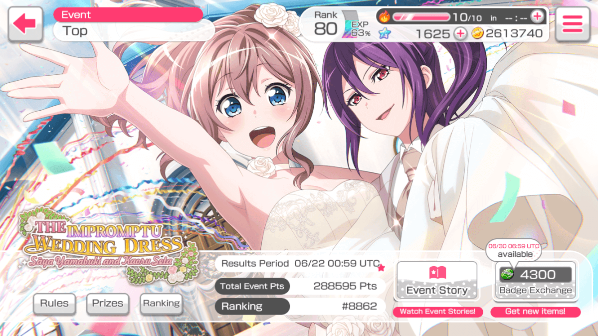 second event in which i got in at least the top 10000 in a row!
