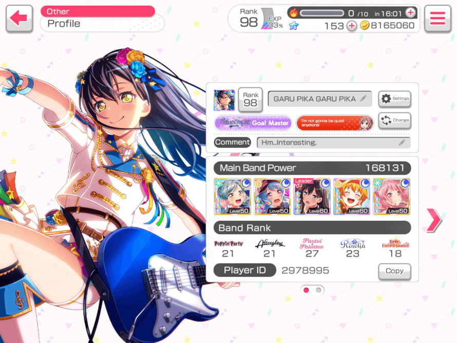 BANDORI PLAYERS  

AM ALMOST UP TO LEVEL 100!!! So on the day I have 100 points am gonna make a...