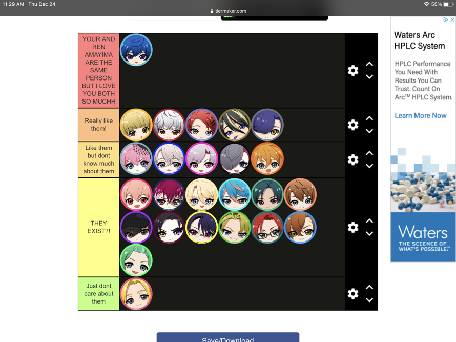 I just did the tierlist real quick cause i bored. If you couldnt tell i have a crush on both ren...