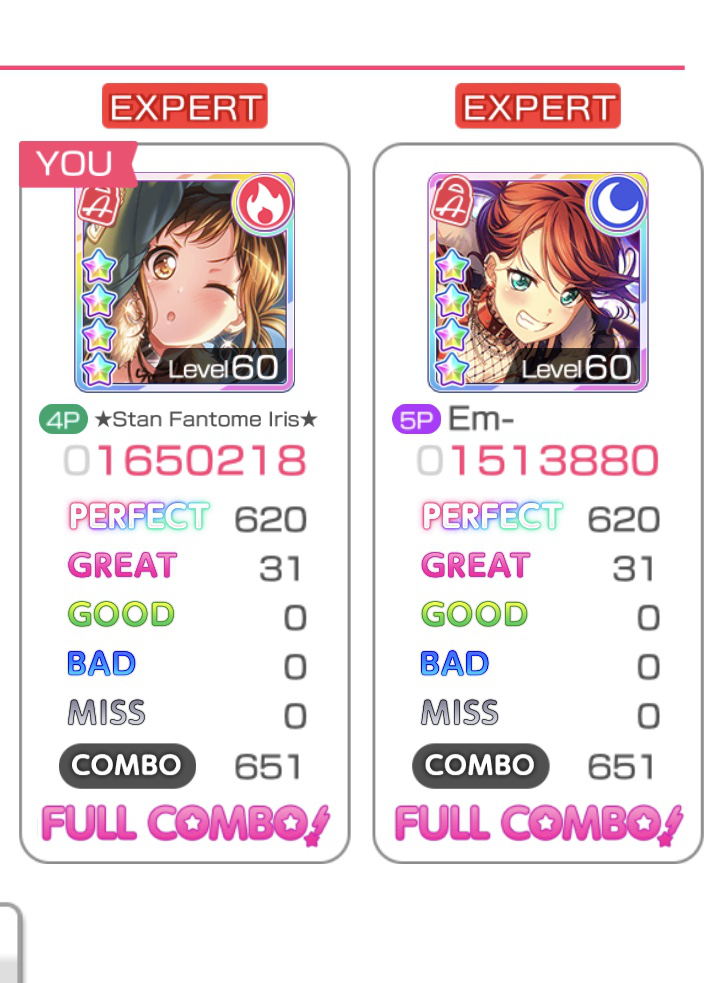 shoutout to the person in multilive who got the same exact amount of perfects and greats as me!!