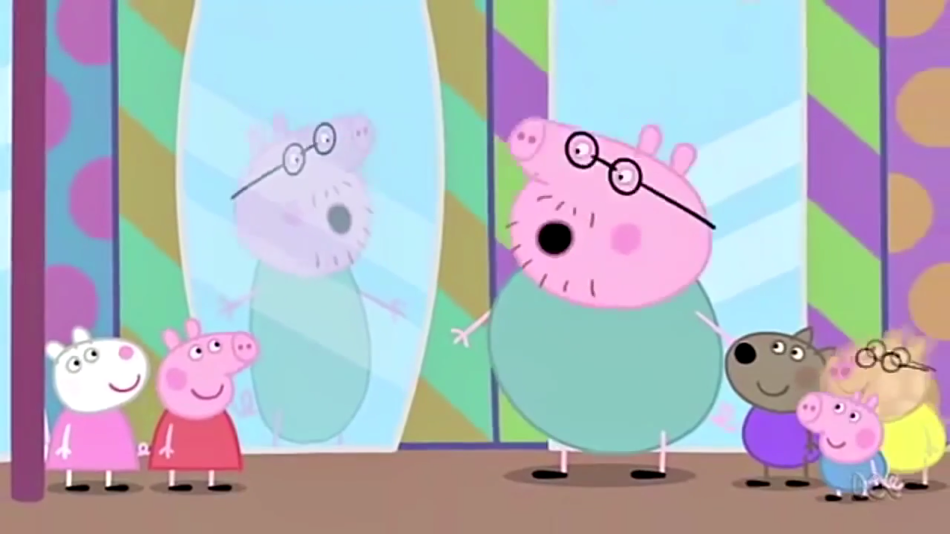 З холе. Свинка Пеппа зеркало. Peppa Pig Mirrors. Свинка Пеппа и его паучок. Дени и Свинка Пеппа арт любовь.