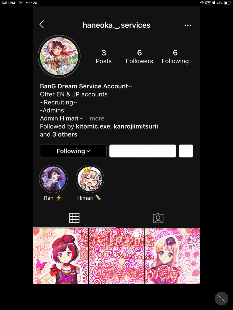 Im admin Himari on this instagram service account. Please follow ❤️ 