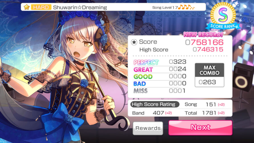 Please, Bandori, if I can never FC this song, at least let me absorb all the 1 Good/Bad/Miss combos...