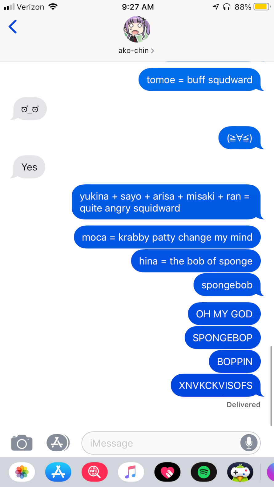i can explain

we were comparing bandori to spongebob and this happened 

moca is krabby patty...