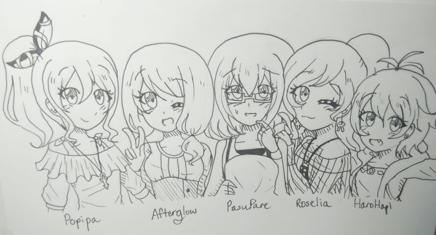 My favourite gals from each band!! ^^
Drawn by me!