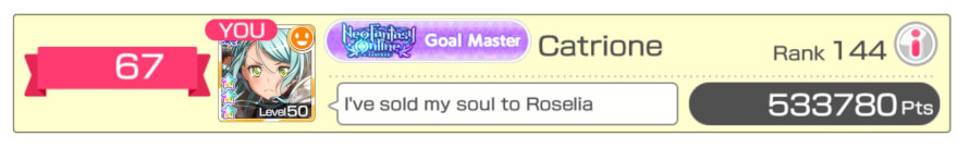 I'm pretty sure this is the highest rank I will ever get to in any event, ever, so I thought I'd...