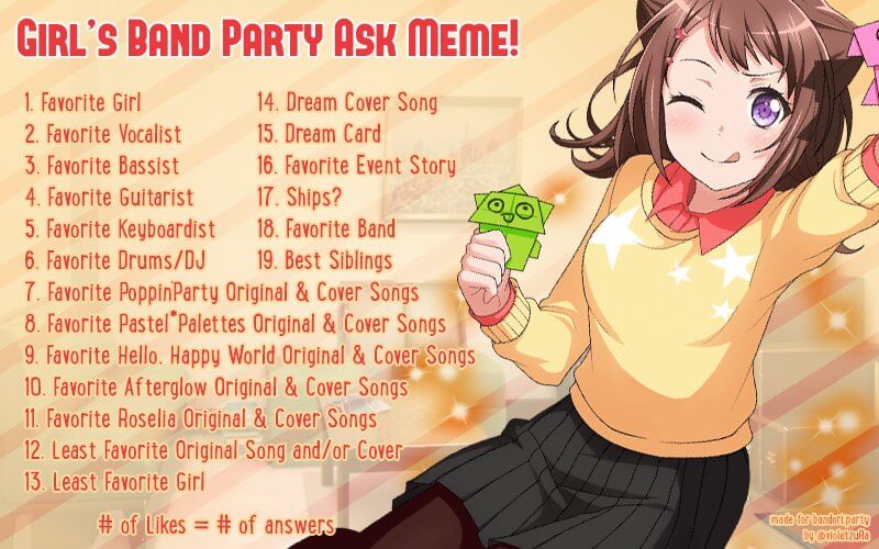 I feel like doing this, so yeah 1 like = 1 answer.

Stole the idea from Aoi_Koizumi
