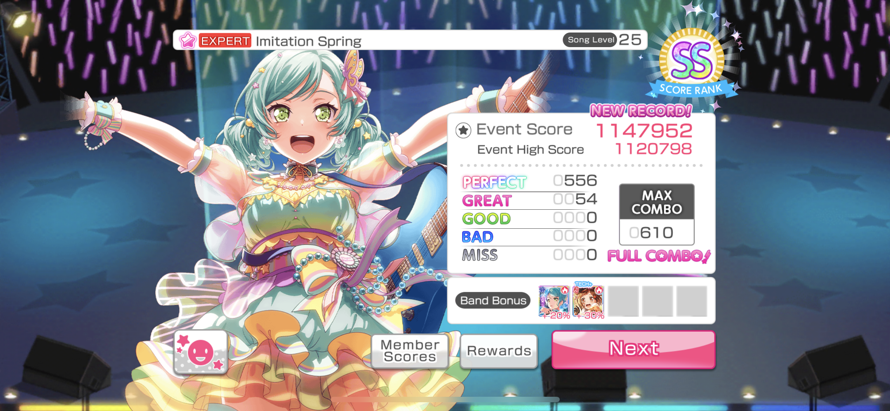 Finally got a full combo in the event song! I feel like my hands are going to fall...