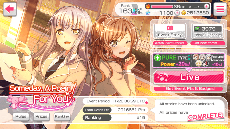 Less than 24 hours to go in the event, ranking P15.  If I finish where I stand, I will match my...