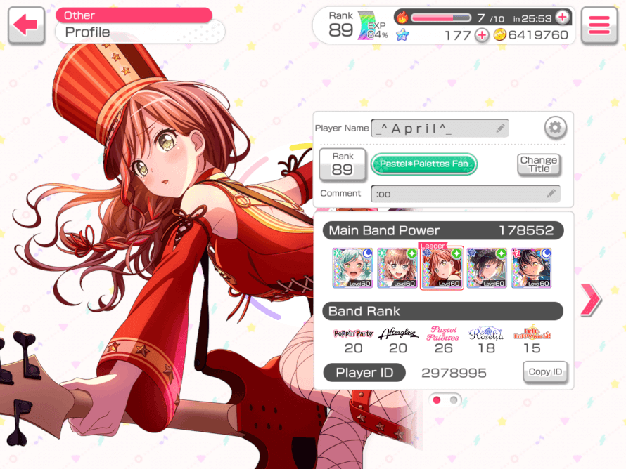 People who wanna friend me in Bang Dream here is My ID code! :D
