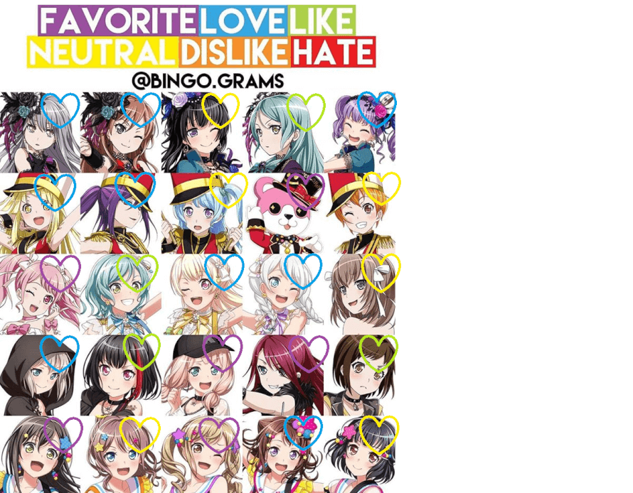 Hello peeps ;3;
So i did that character sorter thingy.
Yeah i don't hate or dislike anyone imma...