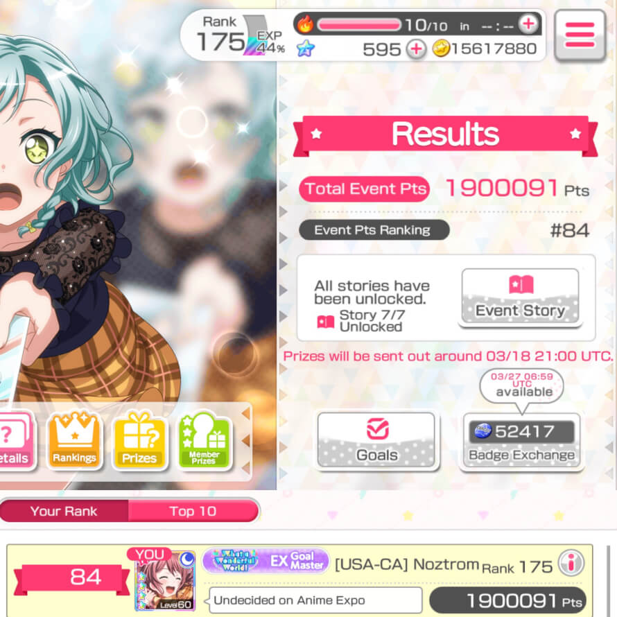 My first Top 100 finish since Lisa's Poem event four months back.