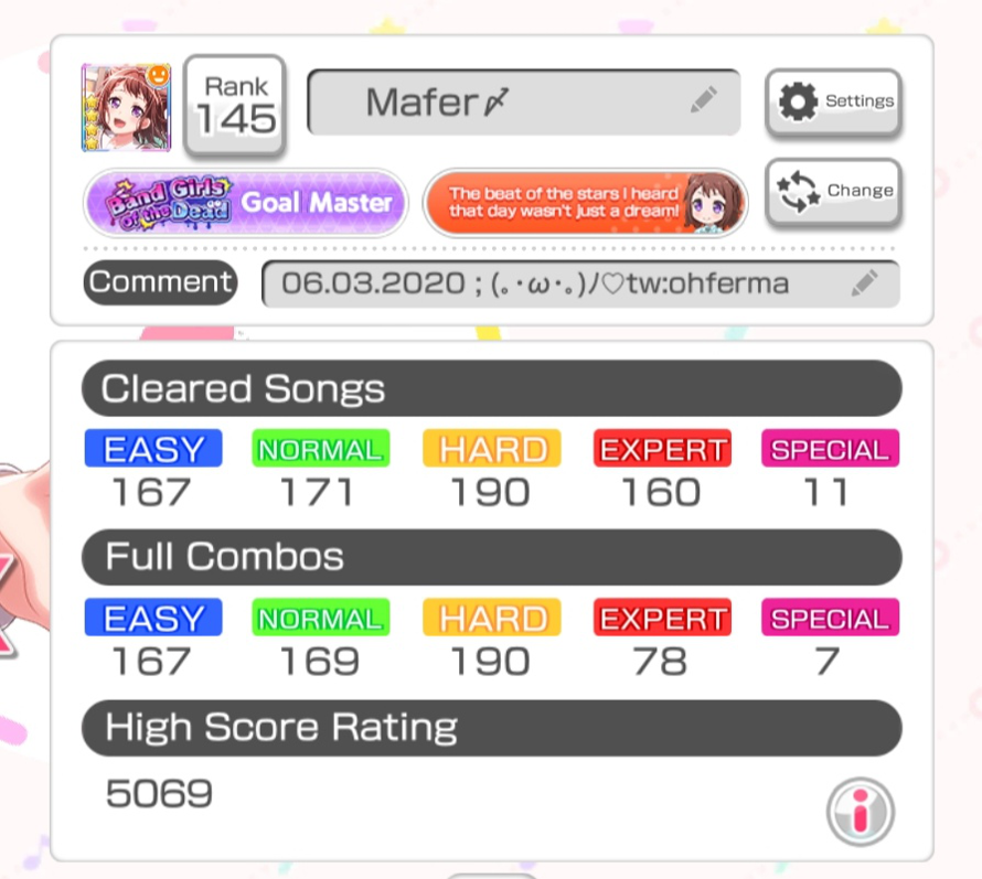 Ya completé todos los de HARD existentes en el Bandori Global 😳👊 solo me falta los EASY y NORMAL......