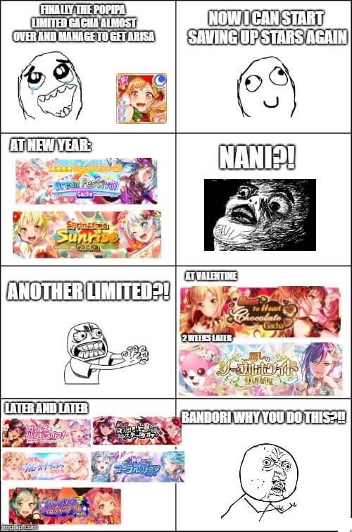 My first rage comic, hopefully it is good enough.
Next year will be rough, so many limited gacha...