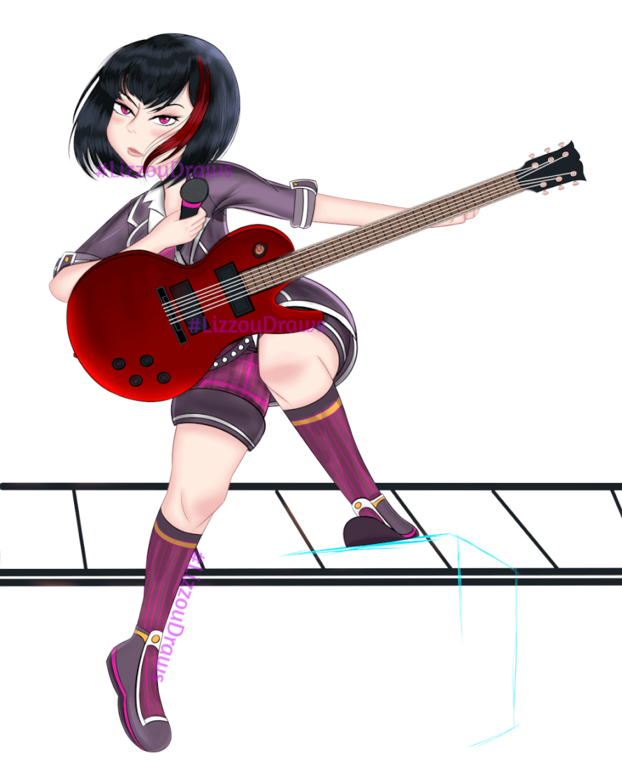 EDIT: I FORGOT TO ERASE THE PART OF THE GUITAR TO SHOW THAT SHE'S HOLDING THE GUITAR DDXXXXX  She...