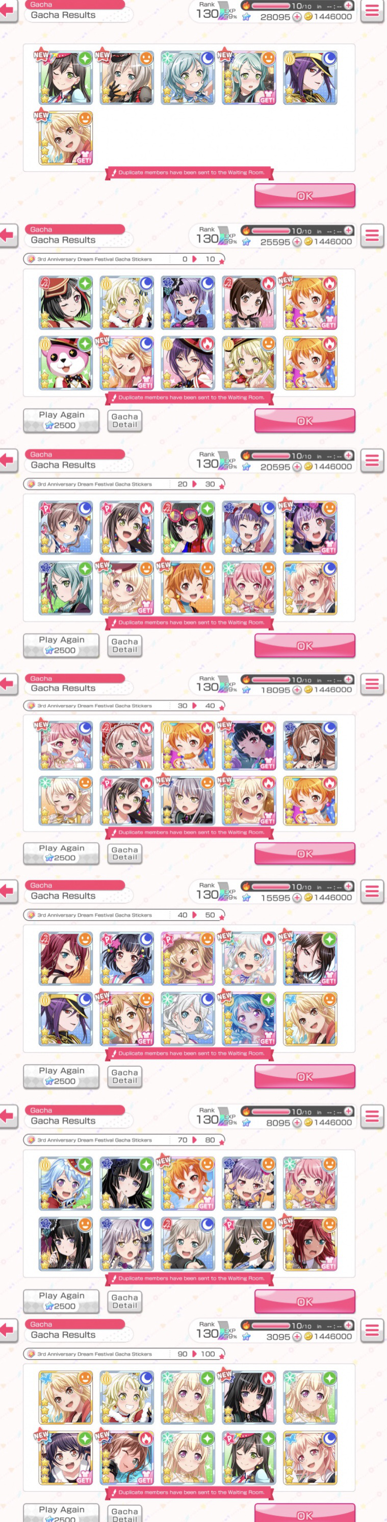Here are all my pulls with a 4☆ inside! I DON'T DESERVE OMG ?! I had 10 4 ☆, THE 2 LIMITED, KANON...