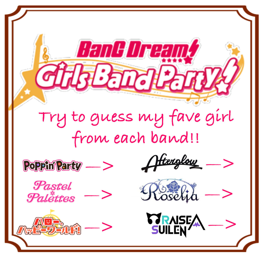     I'm not sure what I should post, so feel free to guess my favourite member from each band!...