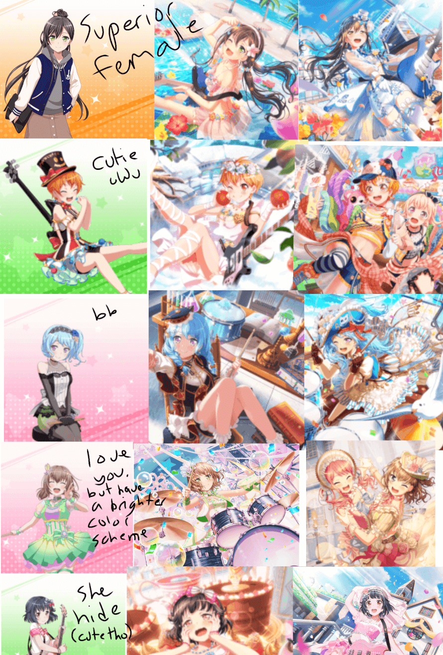 Favorite cards of top 5 waifus