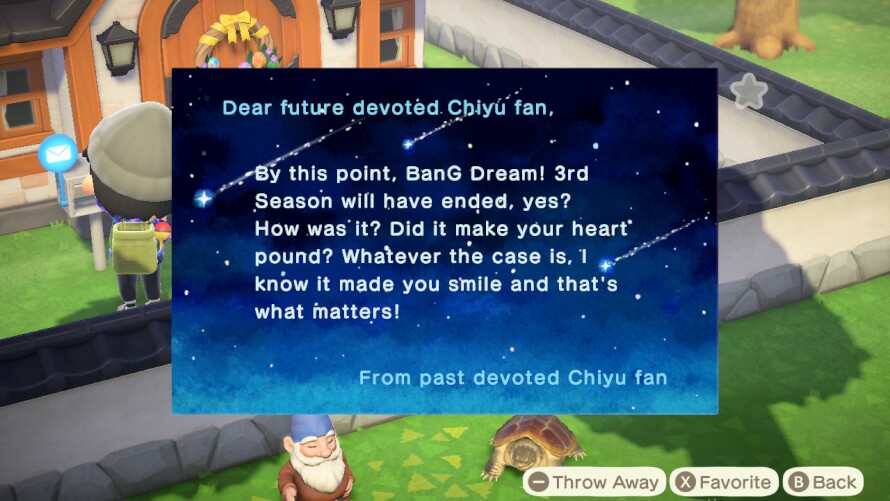        A letter I sent to myself on Animal Crossing two weeks ago, which I completely forgot about....