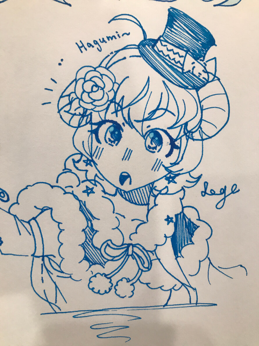 I drew this Hagumi with a fancy pen. Huhehe