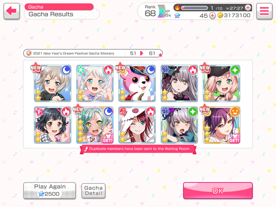 UMMM i already have 3/5 of the new year df cards but i decided to roll again and waste the stars i...