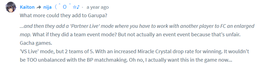 Team VS Events are actually becoming a thing, what the heck.

       Just sounds a bit more unfair...