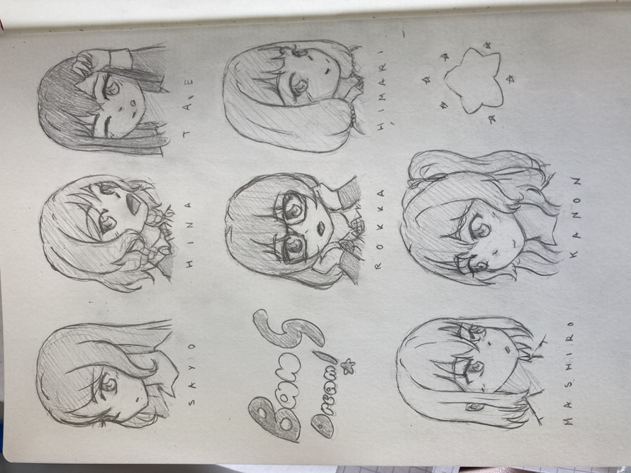 quick lil class doodle of my fav girls from each band wheeeee