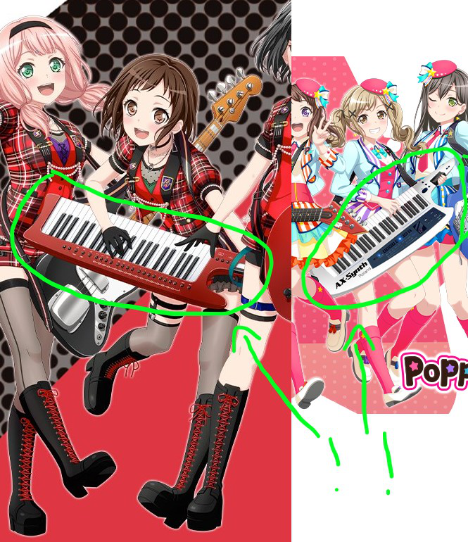  Interesting to note: Keytars  . Arisa and Tsugumi don't keytar normally, so why are they...