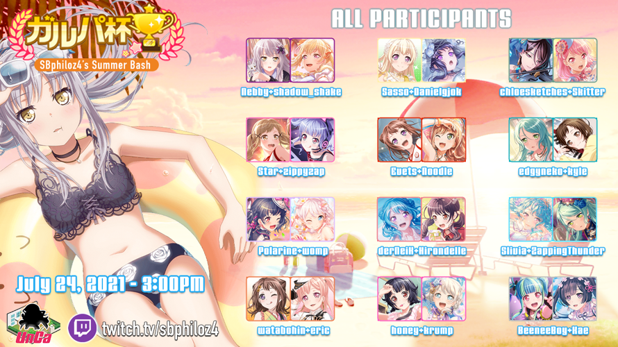 Starting in less than ONE HOUR from now, I'll be hosting my BanG Dream Combo Contest, Summer Bash!...