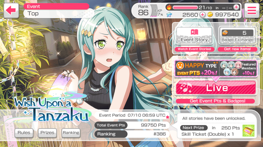 I’m trying to reach top 1000 for this event. It’s the first time I’m teiring in EN, so I hope I get...