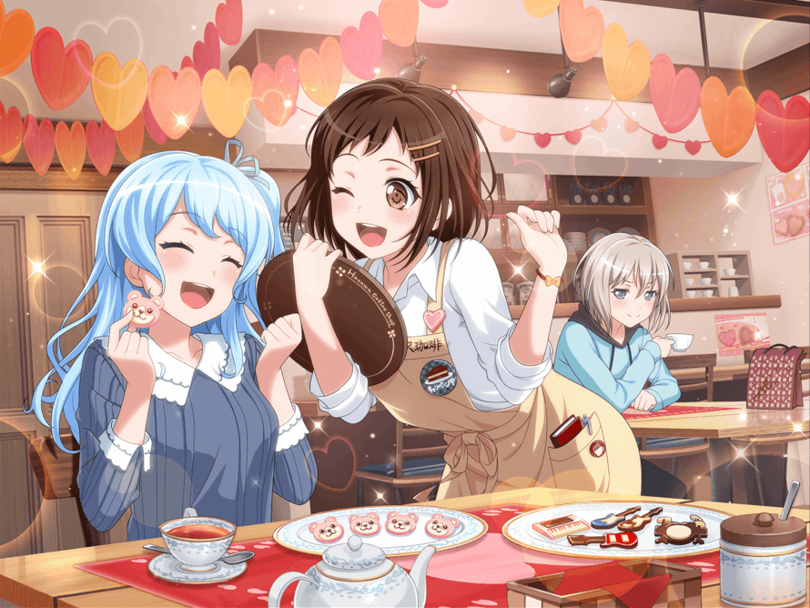 Moca is in the back like she is thinking “I ship it”😂