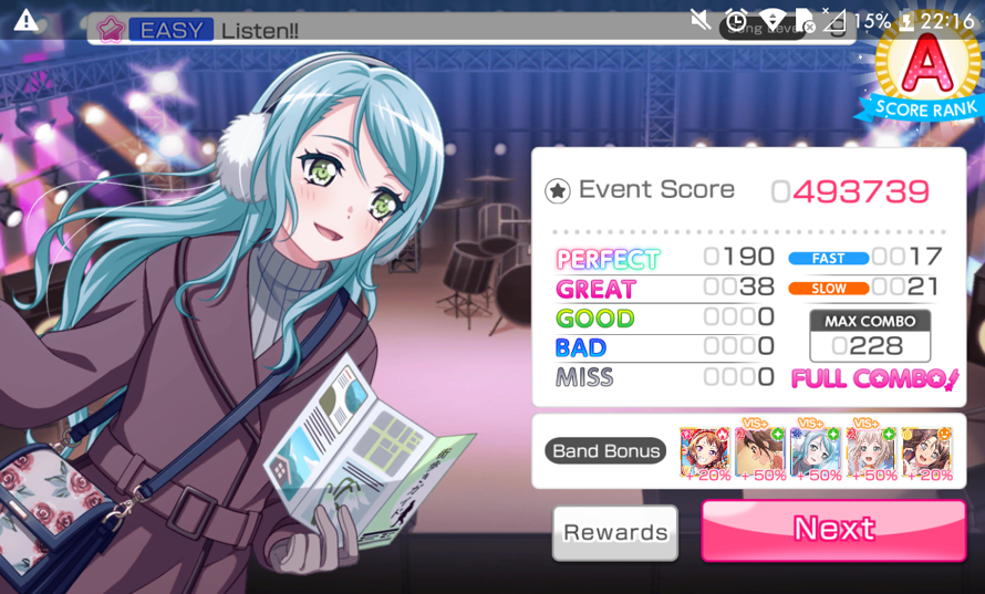i dont believe it first ever full combo on bandori was listen!! even on easy mode i think its...