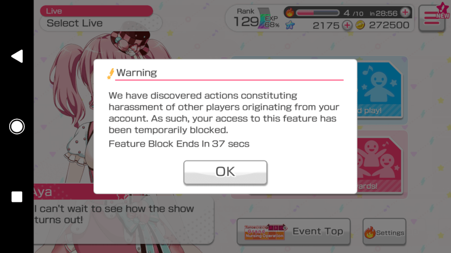 Well, recently I got disconnected from multi live by the game saying that the connection is...