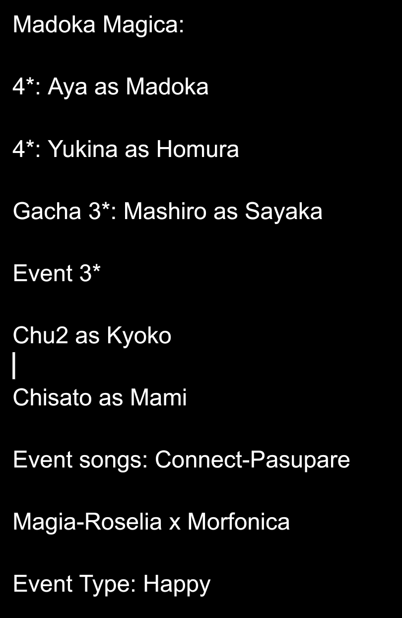 so I made a google doc of collab events I want, this is a potential madoka magica collab, but tbh I...