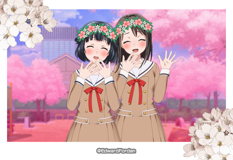 Ah yesss... Rimi and Misaki :  
They got that flower crown they're wearing :D