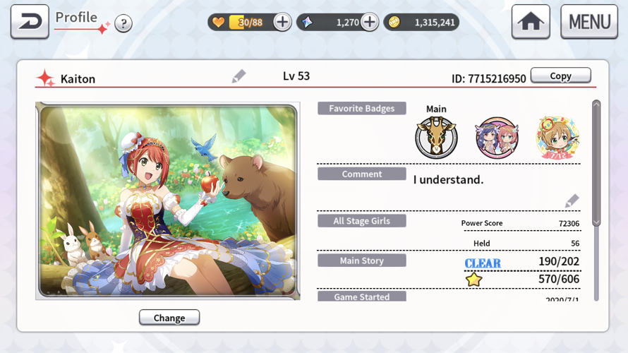 Just occured to that even though I’ve been playing for a month, I’ve never shown my Starira account...