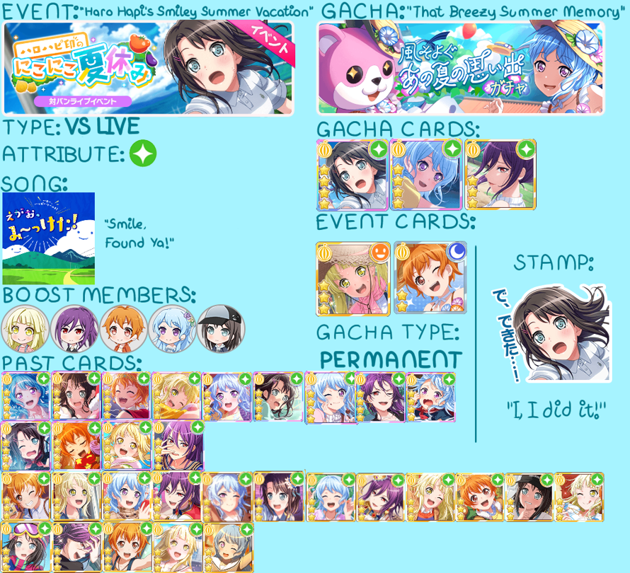   Your guide to the next JP event, "Haro Hapi's Smiley Summer Vacation"!

    I swear I'm probably...