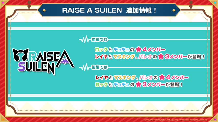 RAISE A SUILEN's 25 Chapter long Band Story will release in two parts, in June and in August. The...