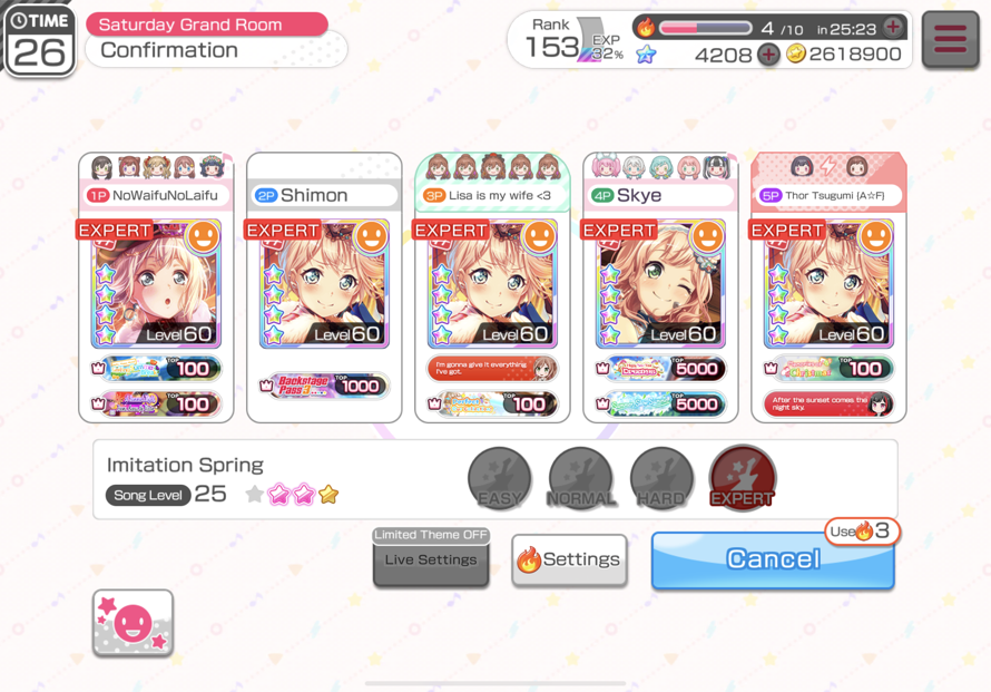     I thought this Multilive room was an all Himari player group and then I realized I was the only...