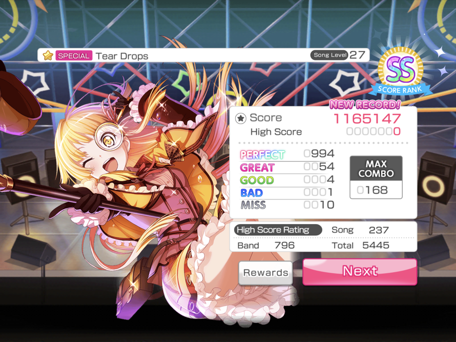   My 1st ever clear on a 27 song  
I probably shouldn’t have chosen Teardrops...