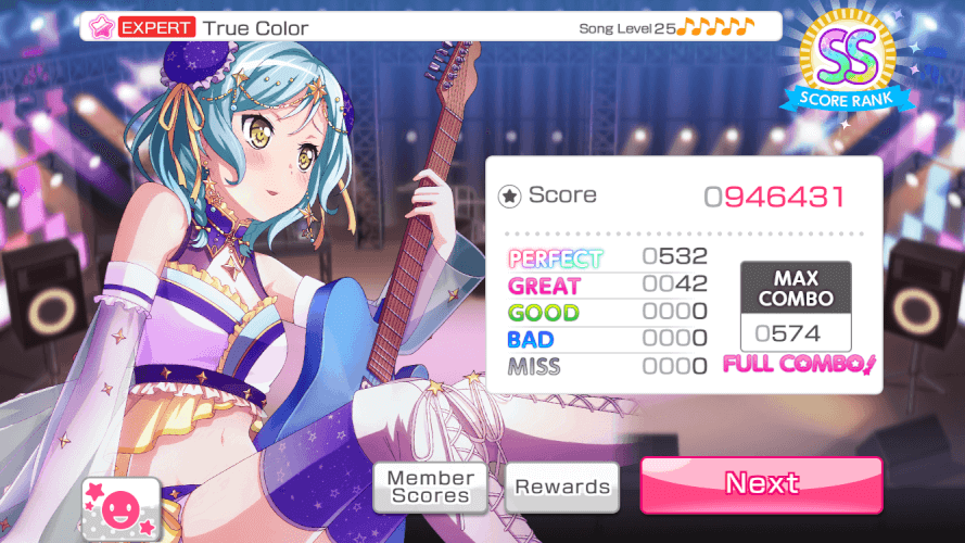 Wow this is the first time i’m playing “True color” and i FullCombo’d it ;v; i can’t FullCombo some...
