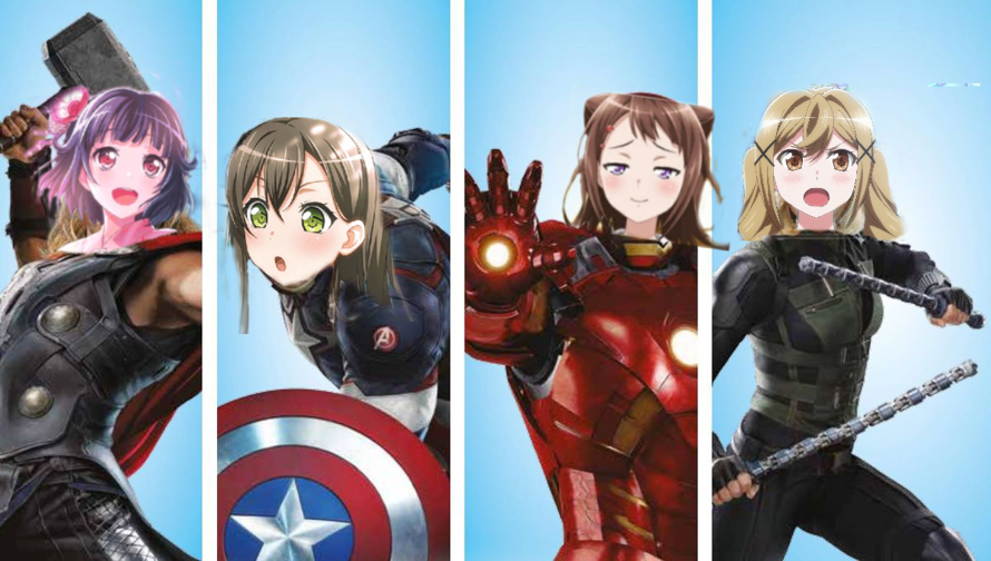 S aaya
T ae
A risa
R imi
K asumi

The Avengers  sorry Saaya/Hulk  