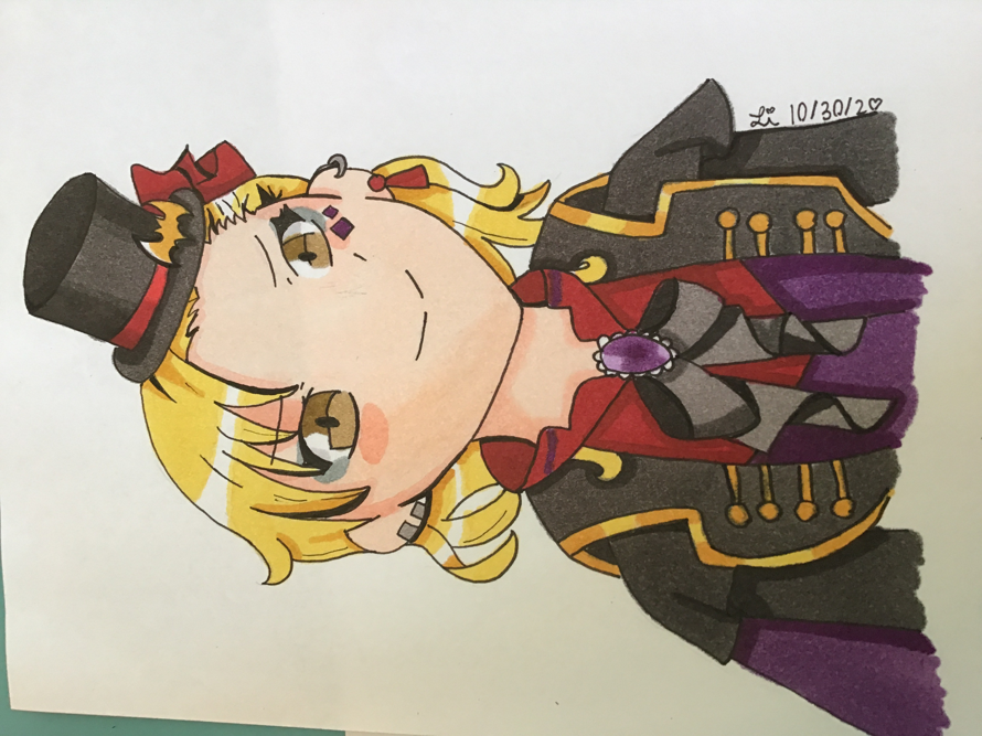 Hey so I drew this Halloween Masuki on Friday but I forgot to post it yesterday, so it kind of ruins...