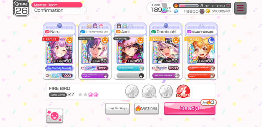 Got into a multi live room where all of our cards made a band with each instrument  vocals, guitar,...